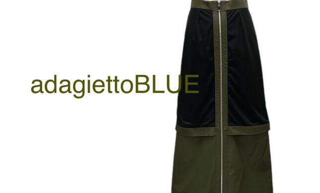 adagietto BLUE メッシュラムレザーコンビスカート💚🖤